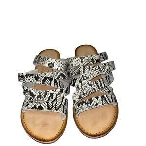 Coconuts by Matisse Snake Print Strappy Slide Sandals 8 Black White Leather